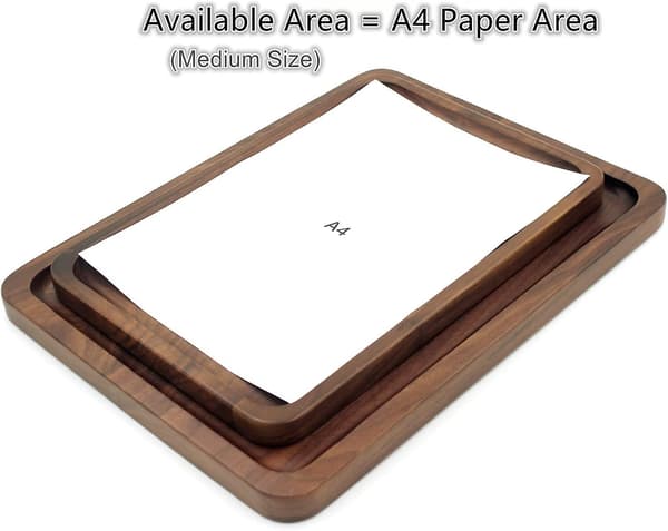 Rektangulære serveringsbakker i træ, medium, sort valnød, 34 x 23 cm