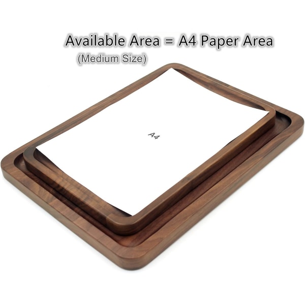 Serveringsbrickor i trä, rektangulära, medium, svart valnöt, 13,4 x 9 tum