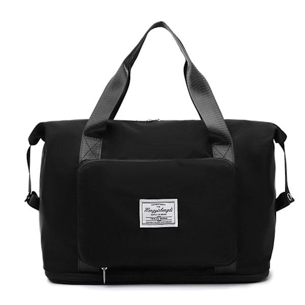 Foldbar Rejsetaske med Stor Kapacitet, Vandtæt Oxford Skuldertaske, Udvidbar Gymnastiktaske Black