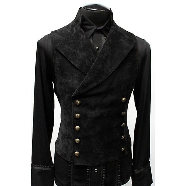 Herr Victorian Suit Väst, Steampunk Gotisk Väst Black M