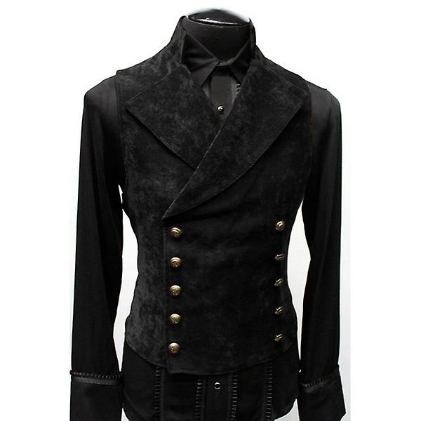 Viktoriansk kostymväst för män, Gotisk väst i Steampunk Black 2XL