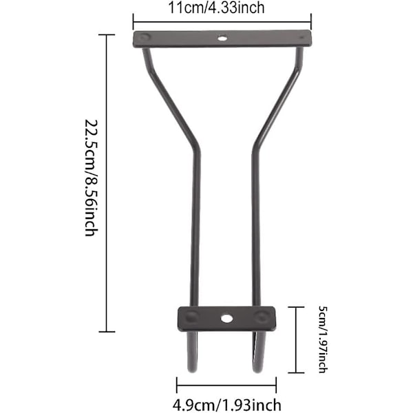 2 stk. Vinglassholder under skap, svart, metall, vinglassholder, stammevareholder under hylle, oppbevaringshenger for vinglass, 22,5 cm