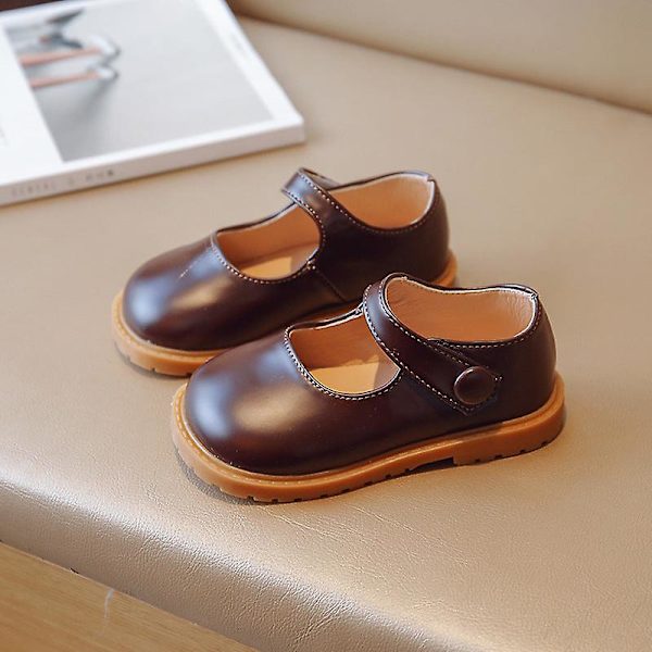 Koreanske lædersko til børn, drenge og piger, blød bund, fritidssko, baby store hoved pumps ærte sko Brown 29