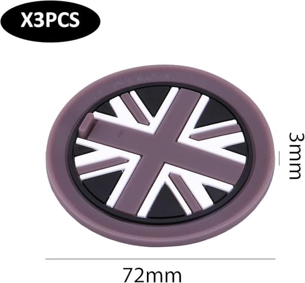 3 deler grå underlag, mini biltilbehør, koppholderunderlag, bilunderlag, Union Jack-stil koppholderunderlag, silikonunderlag
