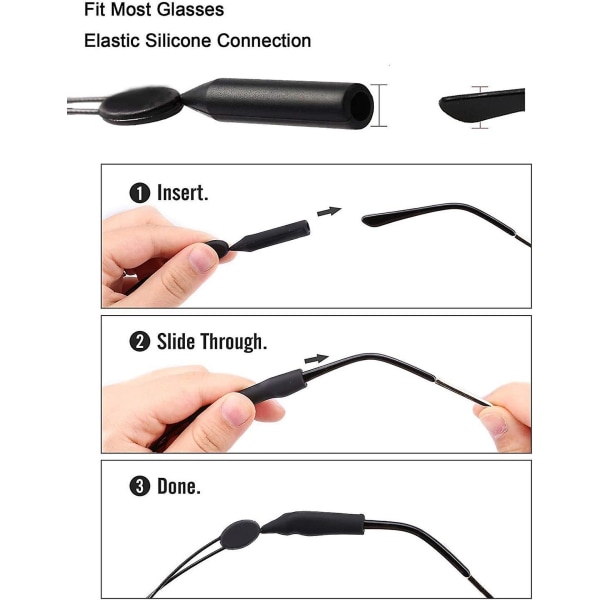 Justerbara glasögonremmar, 4-pack Universal Sportsolglasögonrem Kedja Ingen svans Säkerhet Glasögonhållare Glasögonhållare Glasögonhållare för män, kvinnor