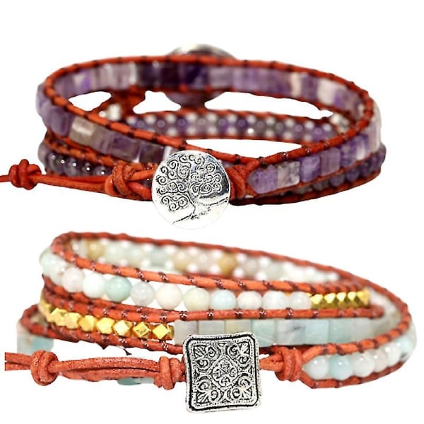 7 Chakra Armbånd Strikking Naturstein Perler Håndleddsmykker Med Energistein Dekor Round Buckle