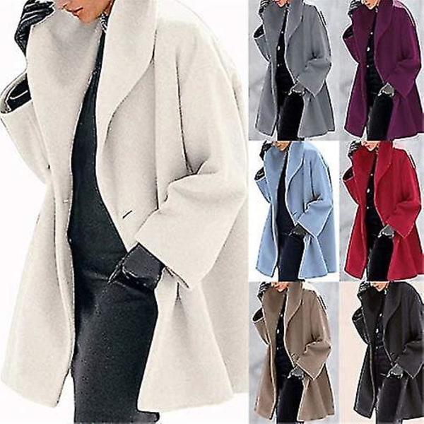 Trendikäs Monivärinen Naisten Villa Takki Trench Takki Pitkä Lämmin Talvi Parka Kauluksella black 3XL