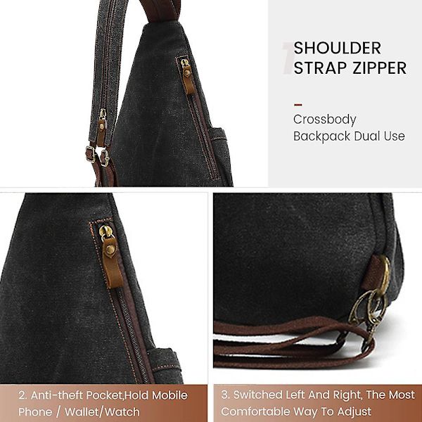 Canvas Axelväska - Liten Messenger Bag Axel Fritidsryggsäck Män Och Kvinnor black