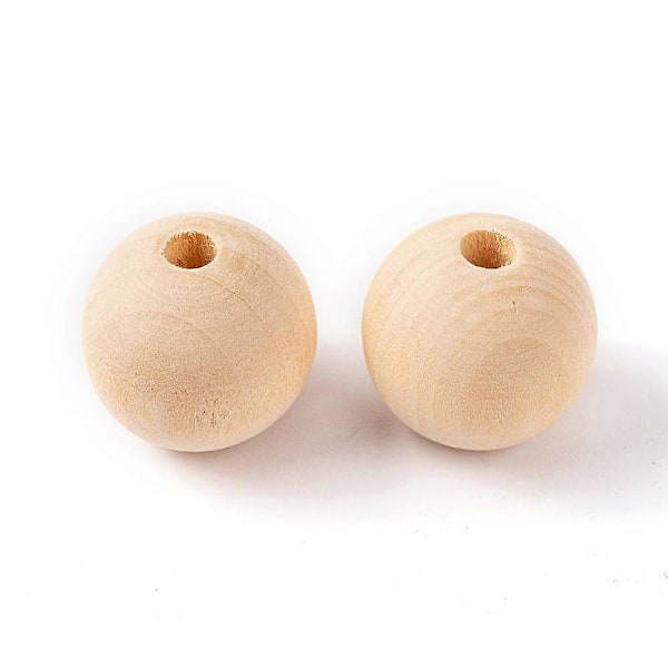 20 mm Natur Træ Ubehandlede Perler Træperler til Smykkefremstilling DIY Håndværk Dekoration