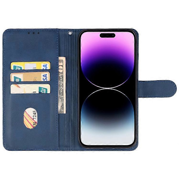 Mobilskal för iPhone 15 Pro Läderfodral (Blå) BLACK