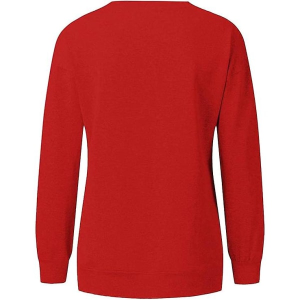 Langærmede juletoppe til kvinder, løse og behagelige O-hals pullovers style 2 4XL