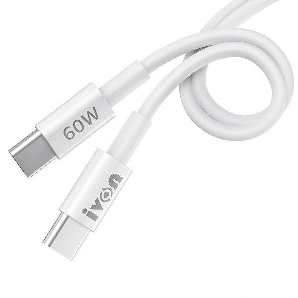 IVON CA203 60W PD USB-C / Type-C til USB-C / Type-C Hurtigladekabel, Kabellengde: 1m