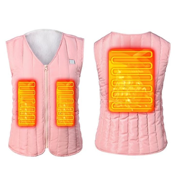 Opvarmet vest til kvinder med 3 varmezoner, elektrisk varmevest til vandreture Pink M