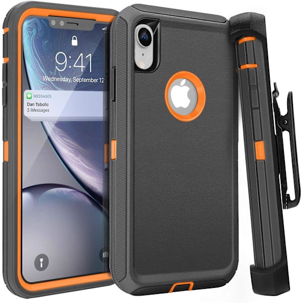 iPhone XR-fodral, xmon Bältesklämma Holster Robust Kickstand Skyddande Skal [Dammsäkert] [Stöttåligt] Kompatibelt med Apple iPhone XR [6,1 tum](svart/