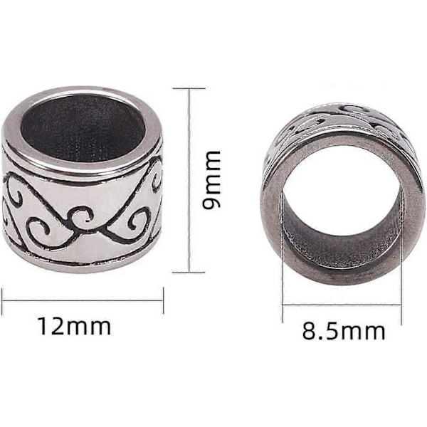 10 stk. 8,5 mm hull Rustfritt stål Søyleperler Rørperler Charms Metall Store Hullperler Antikk Sølv Spacer Løse Perler Europeiske Charms