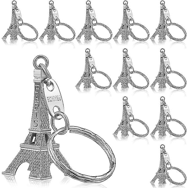 30 st Eiffel-tornet nyckelring Retro nyckelring Dekorationer Handväskor Charms Staty Modell Bal Nyckelring Franska Souvenirer silver