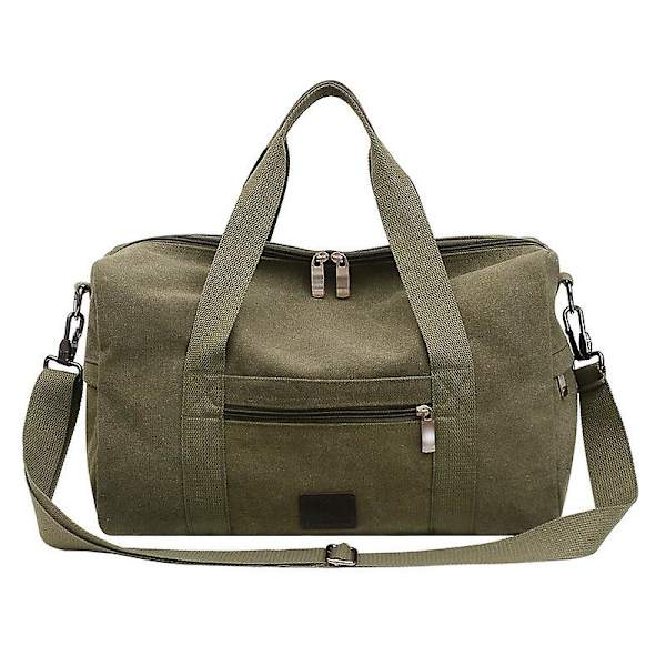 Reisebag, Canvas Stor Kapasitet Gym Tote Bag Weekendbag Overnatting Bag Green 44*26*19CM