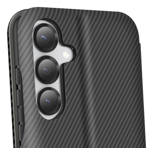 Etui til S25 Plus Carbon Fiber Videoholder og Anti-RFID, Sort