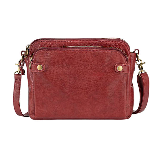 Crossbody PU-läder axelväska för kvinnor, casual elegant, flera lager Red