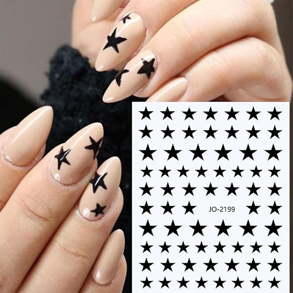 12 ark stjärnformade nagelkonstdekaler självhäftande stjärndekaler manikyrtillbehör, 6 färger, 9,5*8,5 cm Style 1