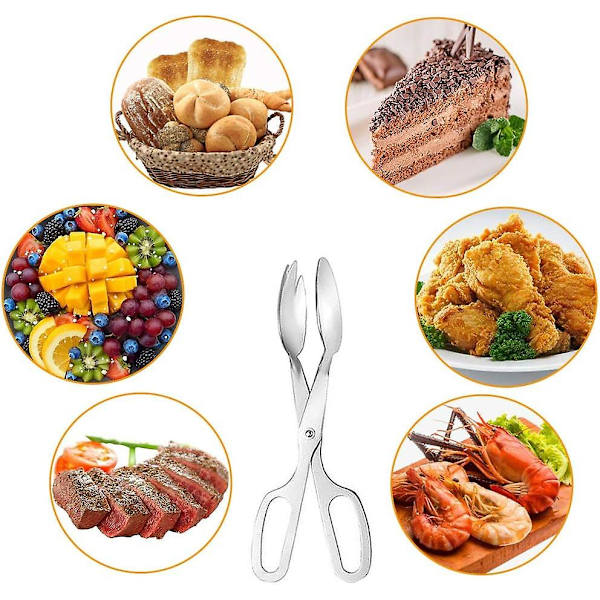 2-pack buffétång, salladstång i rostfritt stål, serveringstång för kök, tårta, bröd, catering, fest, grill, skaldjur, stekning (10\" & 8\")