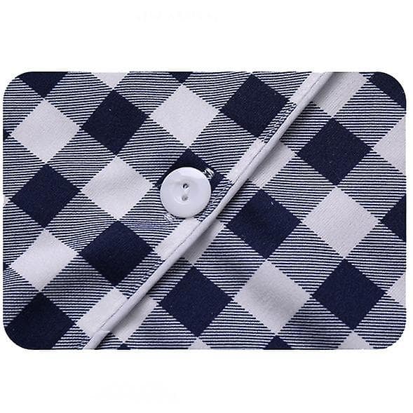 Kvinnors långärmade sovkläder, knäppt mjuk pyjamas set Dark blue L