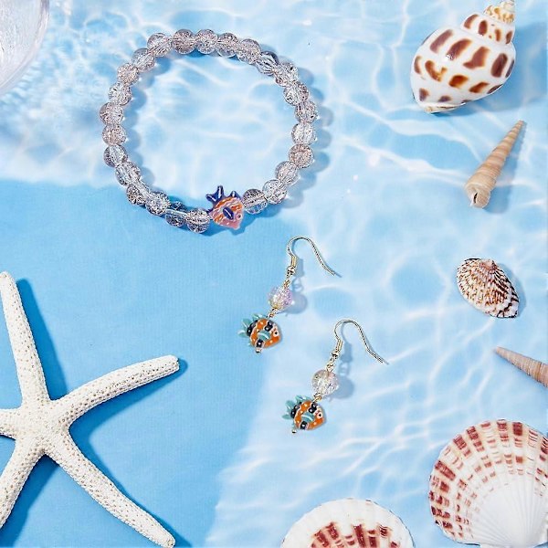 16 stk. Fisk Keramiske Perler Porselensfisk Avstandsperler Havdyrperler Hawaii Sommer Løse Perler for Smykkefremstilling