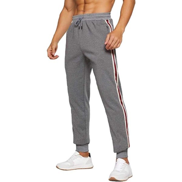 Mäns Fleece Joggingbyxor Casual Termiska Byxor Vinter Varma Joggers Byxor Jogging Tracksuit Byxor grå L