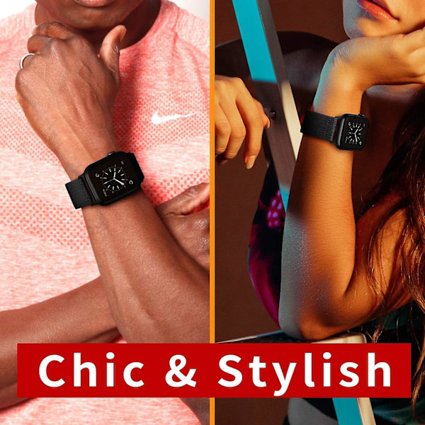 2-pack stretchiga nylon elastiska remmar kompatibla med Apple Watch 7 8 Se 38/40/41mm, justerbara, mjuka och bekväma, flätade, sport, kvinnor och män, Fo