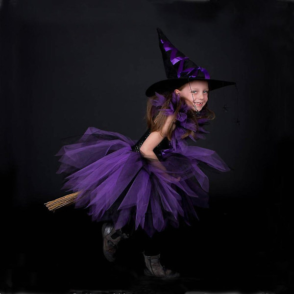 Tutu Häxkostym för Flickor, Halloween Karneval Festdräkt 3pcs 8T 9T