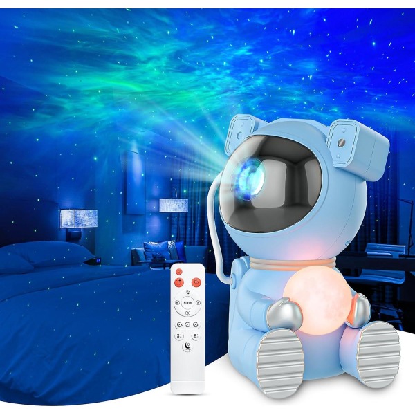 Astronaut Ljusprojektor, Galaxprojektor för Sovrum, Stjärnprojektor med Månelampa, LED Nebula Nattlampa för Barn blå