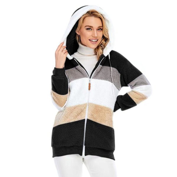 Naisten takki hupulla, muodikas, pitkähihainen, tuulenpitävä, lämmin ja väljä 5XL Black