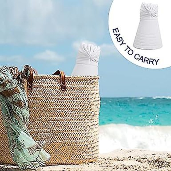 Vit solskärm keps kvinnor, solkeps med bred brätte utomhus, hopfällbar och snabbtorkande Upf50+ solskydd strandhatt, kan användas för strand, golf, löpning