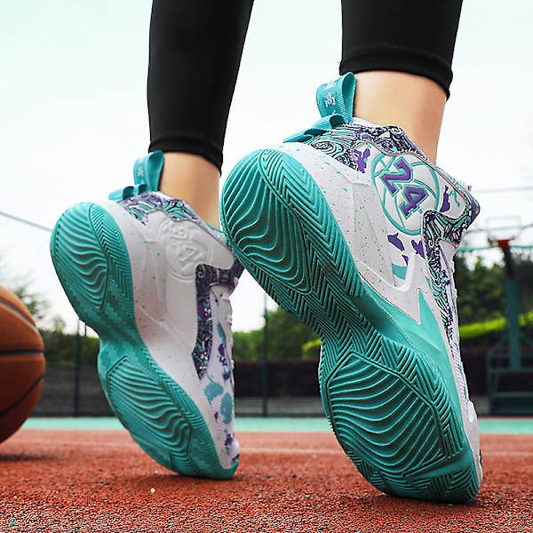 Herre Basketballsko Letvægts Åndbare Vandresko Atletiske Mode Sneakers 3D8909 WhiteGreen EU 41
