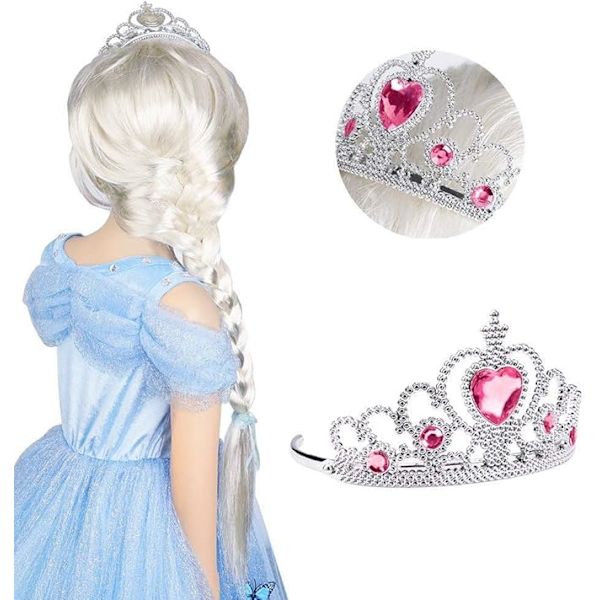 Prinsesskläder Tillbehör för Maskeradklänning, Prinsesskrona/Elsa Krona/Tiara/Handskar/Trollstav för Jul Maskerad Karneval Halloween Födelsedagsfest guld