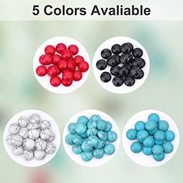 100 st Cracked Stone Cabochon 12mm Flatback Ädelstenar Pärlor Blandade Färger Syntetisk Turkos Cabochons för Smyckestillverkning