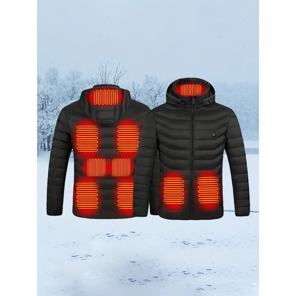 Uppvärmd jacka för män Lättvikt Varm Vindtät Elektrisk isolerad USB  -uppvärmd jacka med huva med krage, höst/vinter utomhus L 4d68 | L | Fyndiq