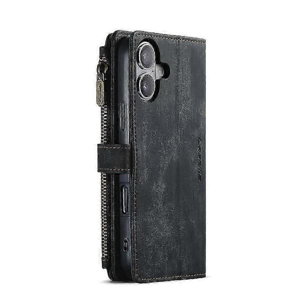 Flip Cover til iPhone 16 Plus med kortholder og rum til kørekort Black