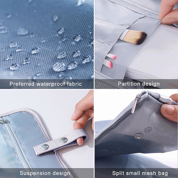 Ny Polyester Vasketaske Lazy Bærbar Kosmetiktaske Hjem Toiletartikler Opbevaringstaske grey