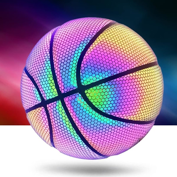 Lysende basketball, holografiske reflekterende basketballe, college-afslutningsbasketball størrelse 7/29,5 tommer