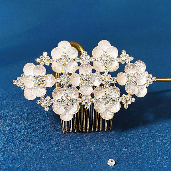 Brudtärnor Barock Hårkam Bländande Strass Blommig Messy Bun Maker För Bankettklänning Hårklämmor Spänne