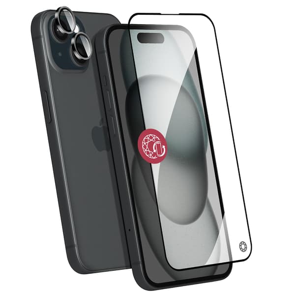 Beskyttelse til iPhone 15 Plus Ukbreakable Glas og Linsebeskyttere, Transparent