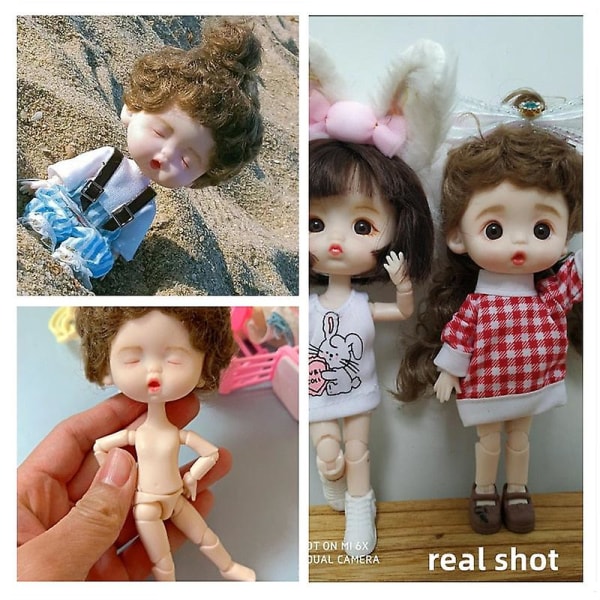 1/12 Mini docka ob11 20 rörliga leder flickdocka sött uttryck ansikte lockig kort peruk 13cm dockor leksaker present till flickor munecas bjd 12cm doll2