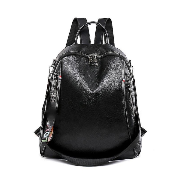 Kvinnor Ryggsäck Mjuk Pu Läder Ryggsäck Casual Daypack Flickor Skolväska Resväska Black