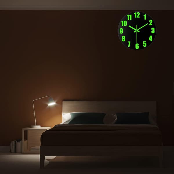 Luminous Väggklocka, 30cm Träväggklockor med Tyst Rörelse och Luminous Funktion, Inget Glas, Byväggklocka, Dekorativ, Sovrum