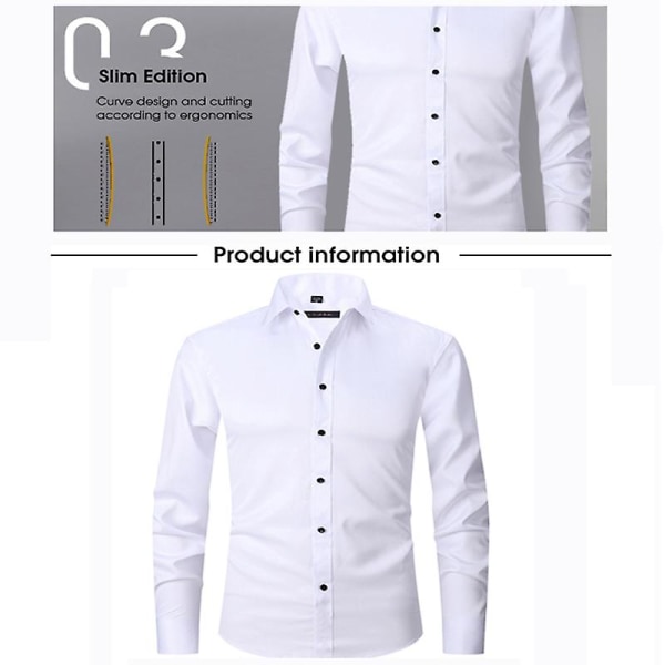 Herr Solid Färg Skjorta Långärmad Slim-fit Skjorta Mode Ungdom Casual Topp 42