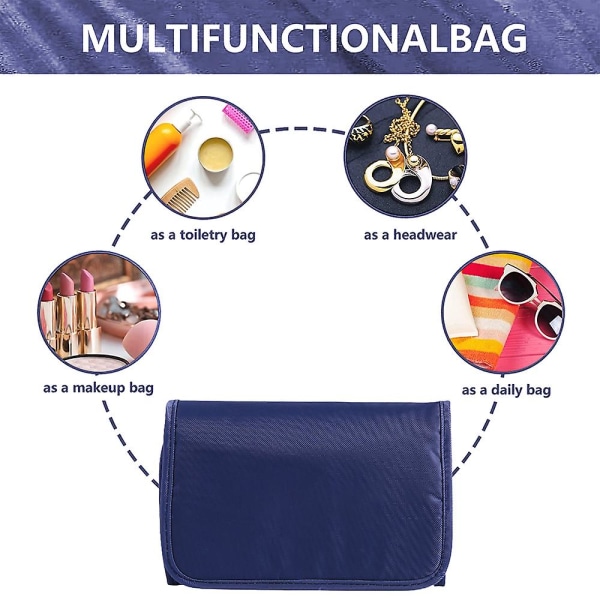 Ny Polyester Vasketaske Lazy Bærbar Kosmetiktaske Hjem Toiletartikler Opbevaringstaske navy blue