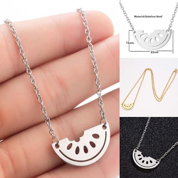 Personlig vattenmelonhänge Halsband Mode Frukt Sommar Vattenmelon Armband Rostfritt Stål Smycken (guld)