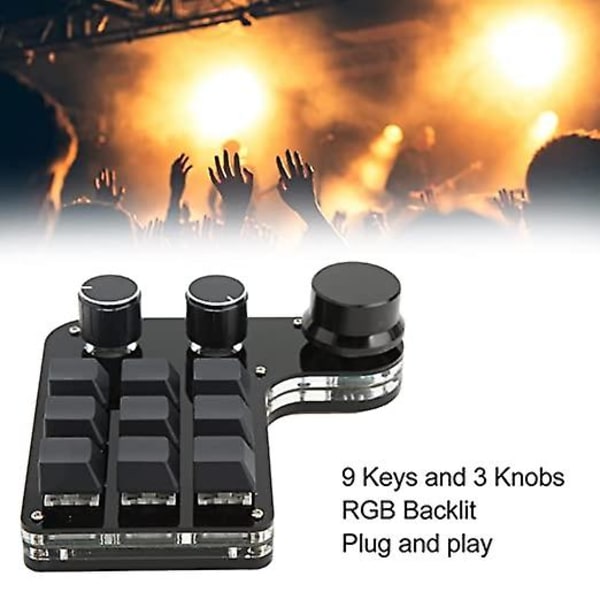 Mini Gaming Tastatur 9 Taster 3 Knapper Med RGB Baggrundsbelyst Programmerbar Genvejstast Tastatur Til Musik Kontor Medier