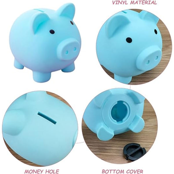 2 stycken spargris barn spargris barn minispargris söt spargris tecknad gris spargris spargris för förvaring av mynt, kontanter etc. (rosa, blå)